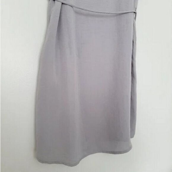 FOREVER 21 Satin Flowy Neutral Light Gray Shirt Mini Dress Sz S - Picture 12 of 12